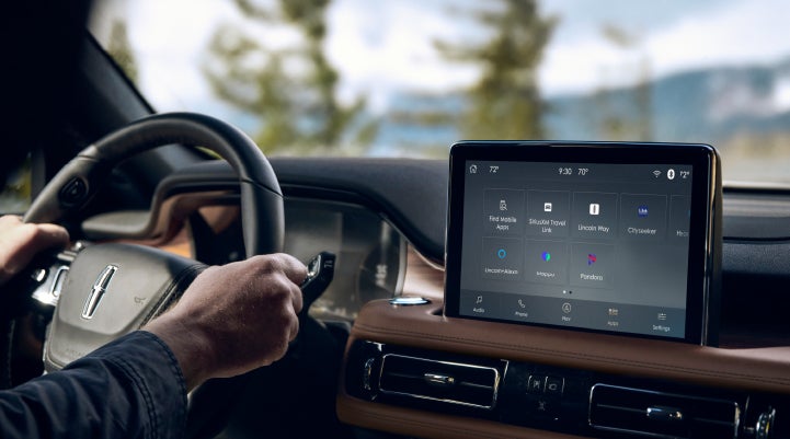 The center touchscreen of a Lincoln Aviator® SUV is shown | LaFontaine Lincoln Grand Rapids in Grand Rapids MI