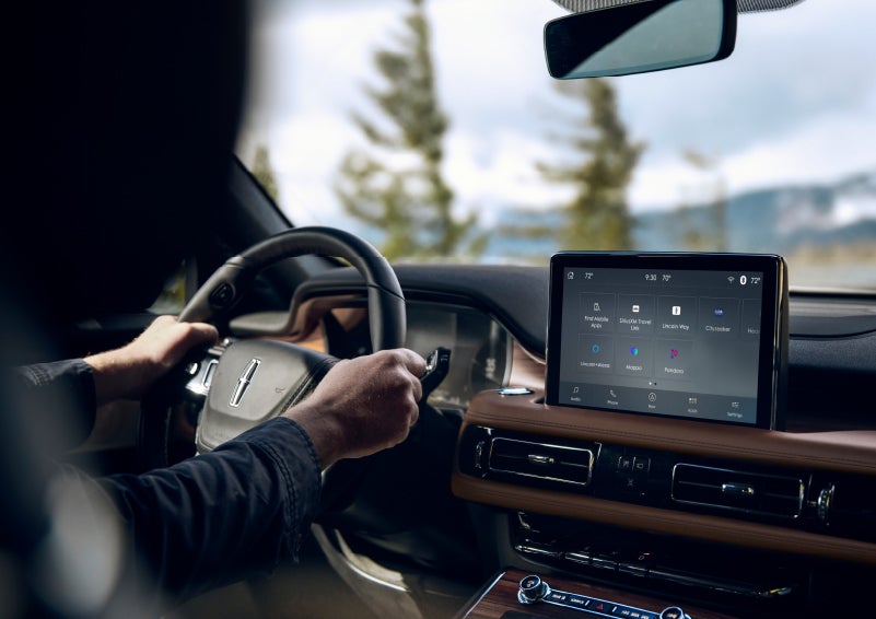 The center touch screen in a 2024 Lincoln Aviator® SUV is shown | LaFontaine Lincoln Grand Rapids in Grand Rapids MI