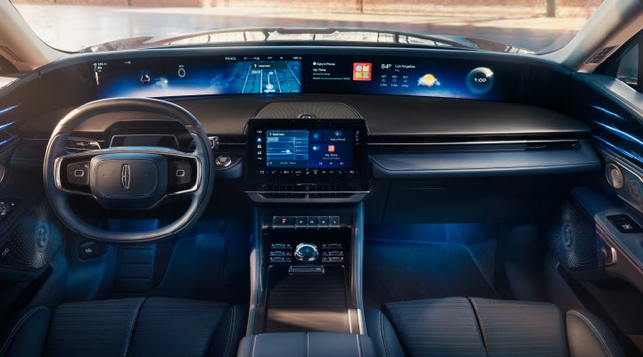 A large panoramic display is shown on the dashboard of a 2025 Lincoln Nautilus® SUV | LaFontaine Lincoln Grand Rapids in Grand Rapids MI