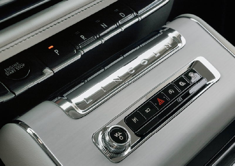 The piano key gear selector of a 2027 Lincoln Aviator® Back Label™ SUV. | LaFontaine Lincoln Grand Rapids in Grand Rapids MI