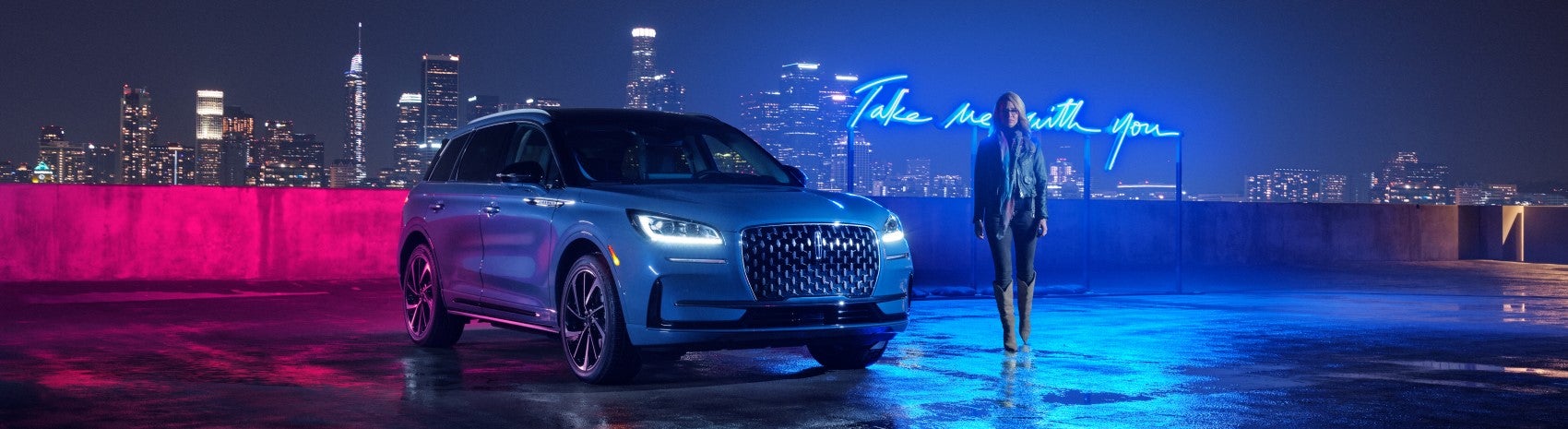 New Lincoln Corsair in the City Night Lights