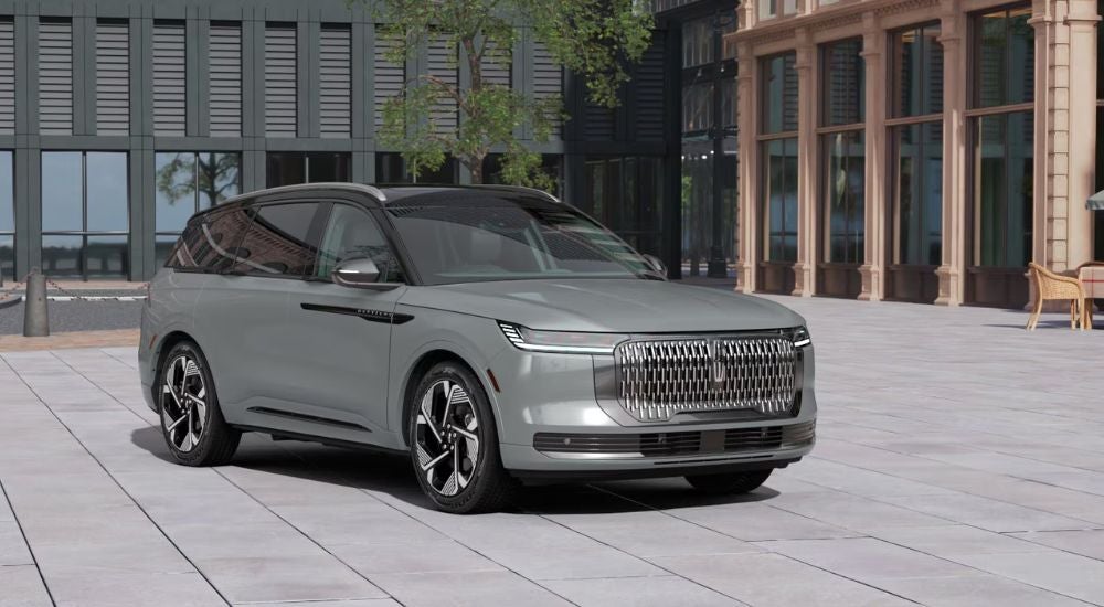 A silver 2027 Lincoln Nautilus Reserve parked on pavers.