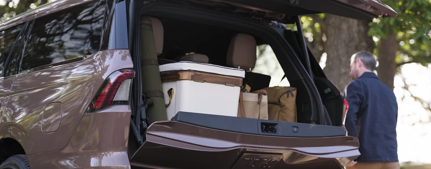 Camping gear in the back of a brown 2025 Lincoln Navigator